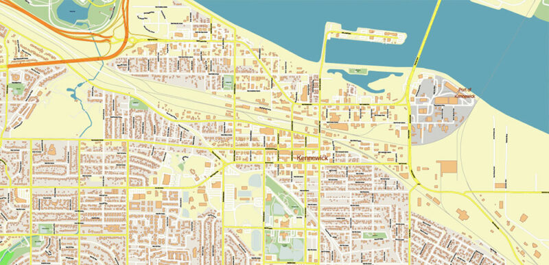 Hermiston + Richmod + Kennewick Washington US Vector Map exact high detailed editable layered Adobe Illustrator