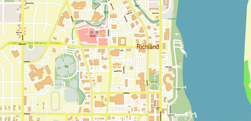 Hermiston + Richmod + Kennewick Washington US Vector Map exact high detailed editable layered Adobe Illustrator