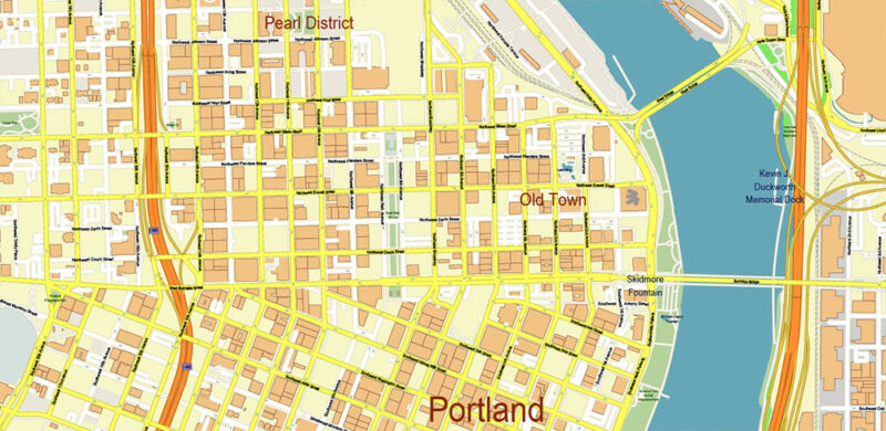 Vancouver Washington + Portland Oregon US Vector Map exact high detailed editable layered Adobe Illustrator