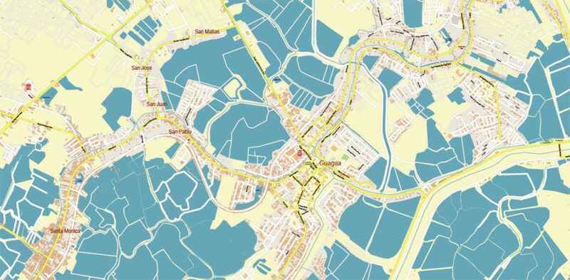 San Jose, Guagua, Pampanga Philippines Vector Map high detailed editable layered Adobe Illustrator