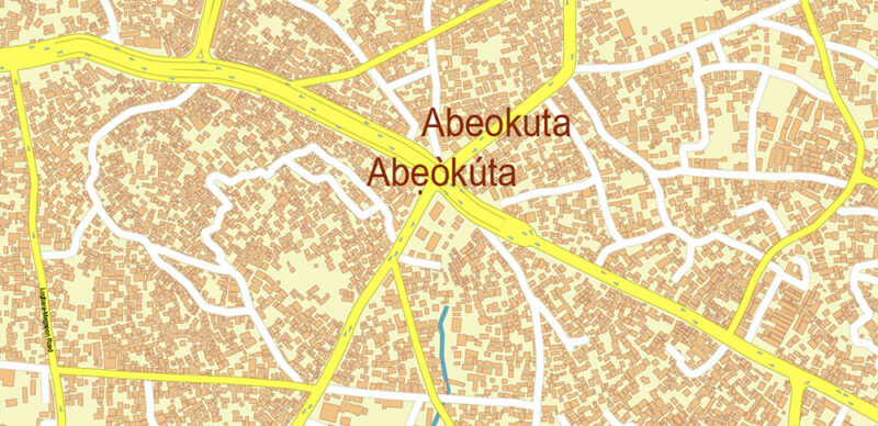 Abeokuta Nigeria Vector Map high detailed editable layered Adobe Illustrator