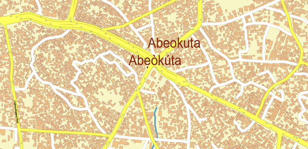 Abeokuta Nigeria PDF Vector Map high detailed editable layered Adobe PDF