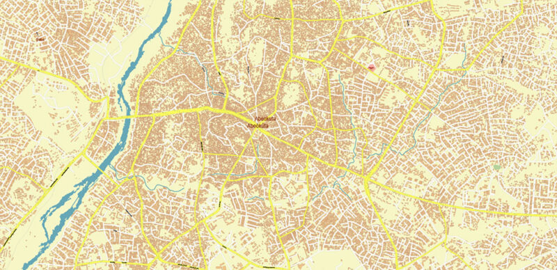 Abeokuta Nigeria Vector Map high detailed editable layered Adobe Illustrator