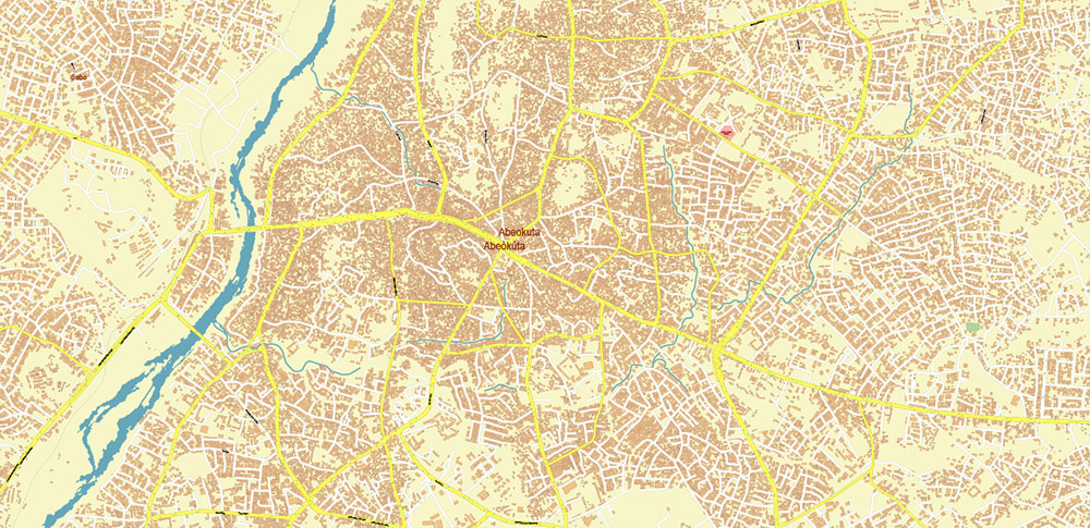Abeokuta Nigeria PDF Vector Map high detailed editable layered Adobe PDF