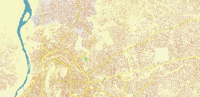 Abeokuta Nigeria Vector Map high detailed editable layered Adobe Illustrator