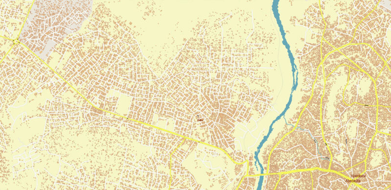 Abeokuta Nigeria Vector Map high detailed editable layered Adobe Illustrator