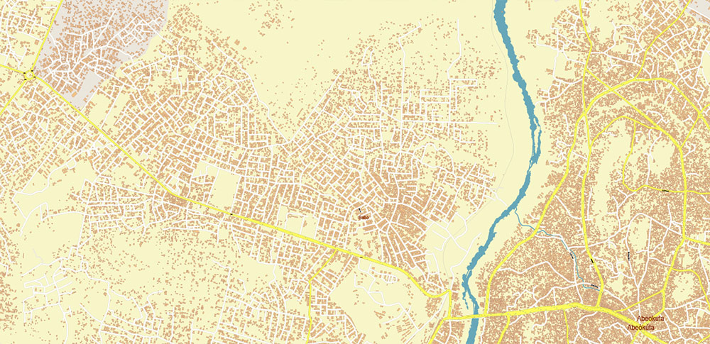 Abeokuta Nigeria PDF Vector Map high detailed editable layered Adobe PDF