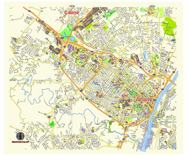 Albany New York US editable vector map svg free