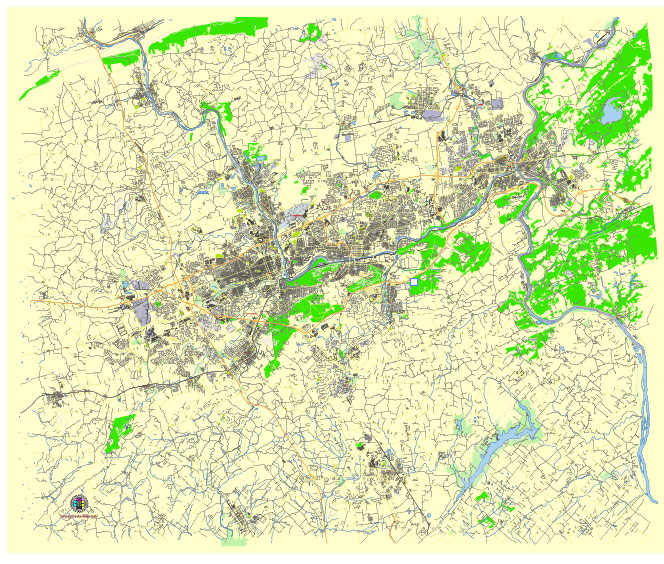 Allentown + Easton Pennsylvania US editable vector map svg free