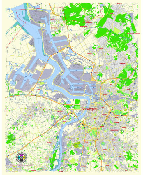 Antwerpen Belgium editable vector map svg free