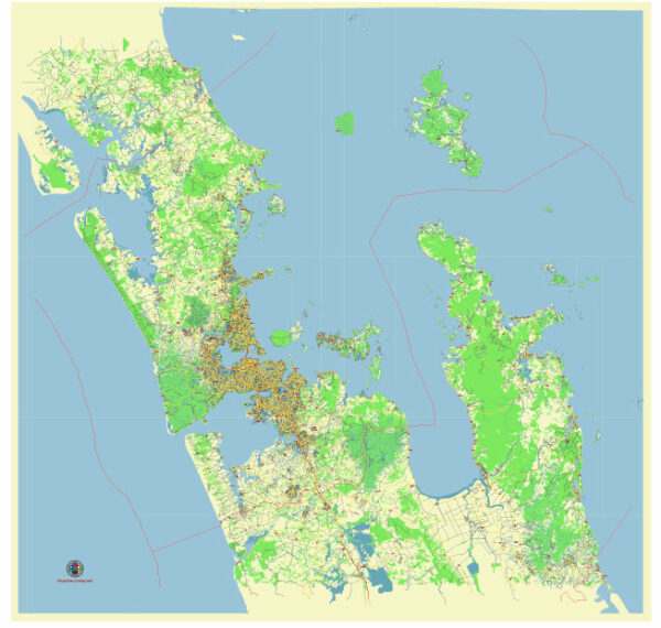 Auckland New Zealand editable vector map svg free