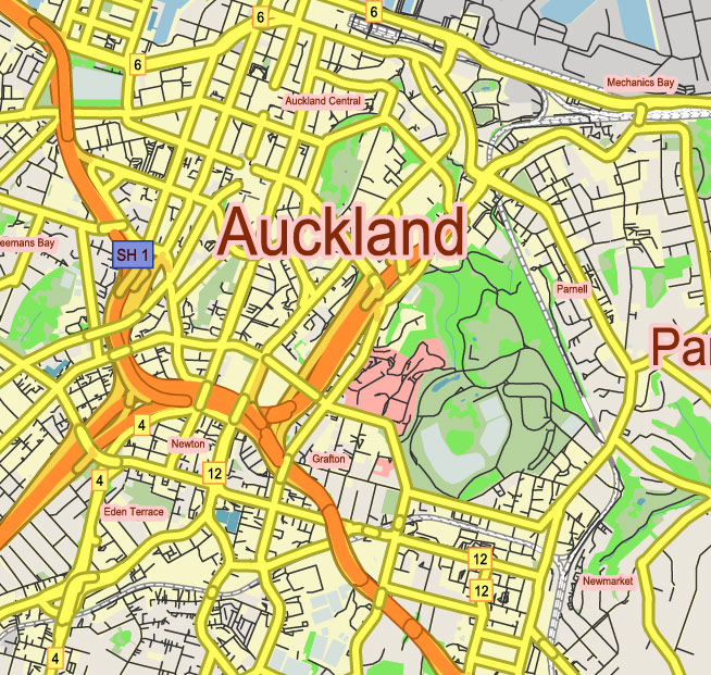 Auckland New Zealand editable vector map svg free