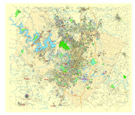 Austin Texas US editable vector map svg free – Maps in Vector: Detailed ...