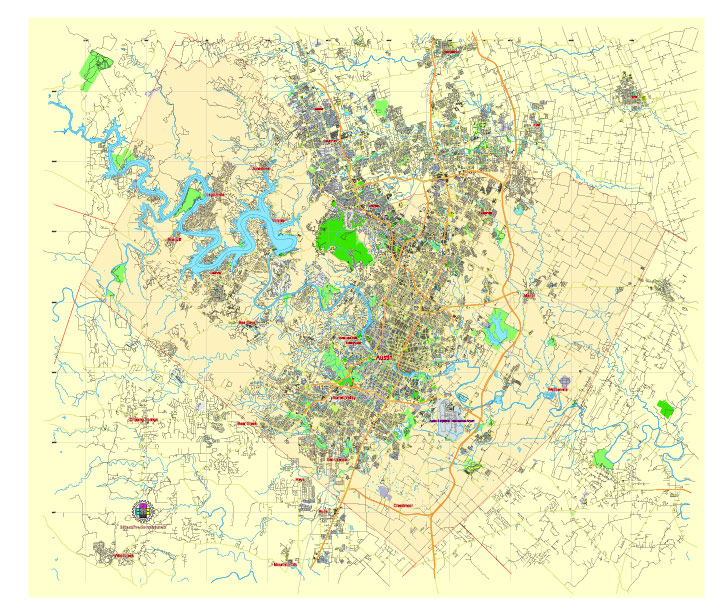 Austin Texas US editable vector map svg free