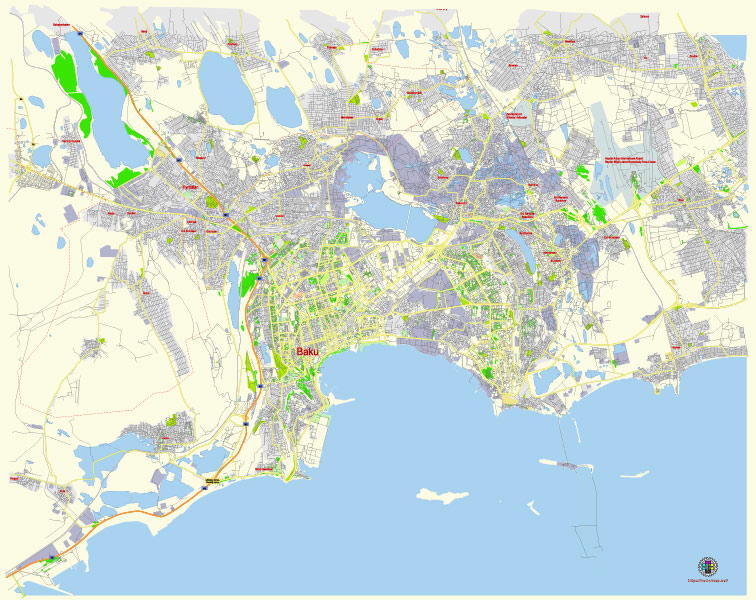 Baku Azerbaijan editable vector map svg free
