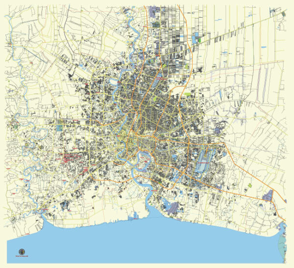 Bangkok Thailand editable vector map svg free