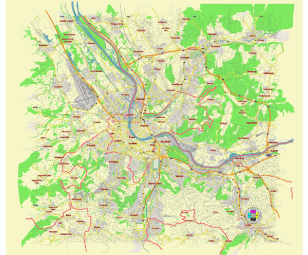 Basel Switzerland editable vector map svg free