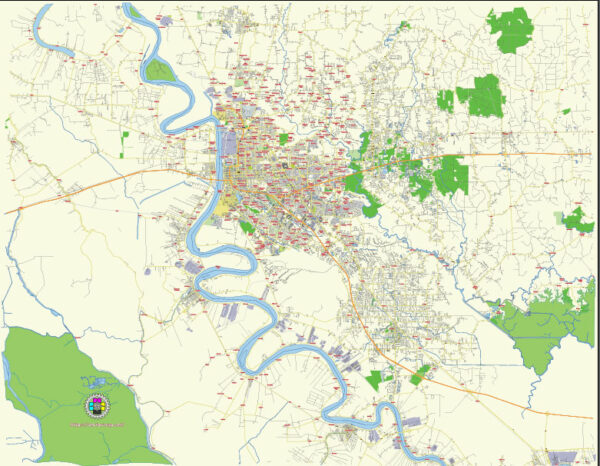 Baton Rouge Louisiana US editable vector map svg free