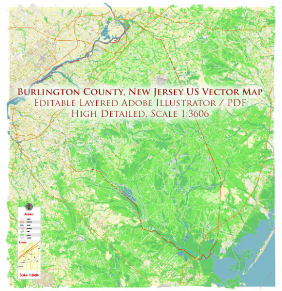 Burlington County New Jersey US - Burlington County New Jersey Us Vector Map Gvl17b Ai 10 Ai Pdf 00 583x600 