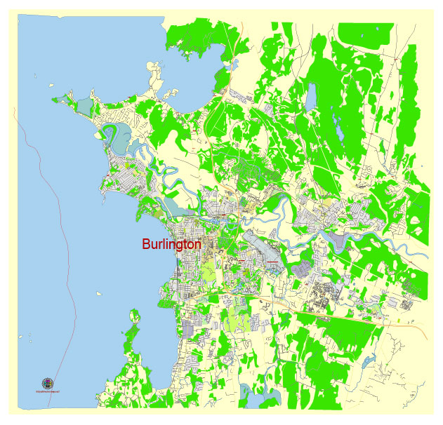 Burlington Vermont US editable vector map svg free