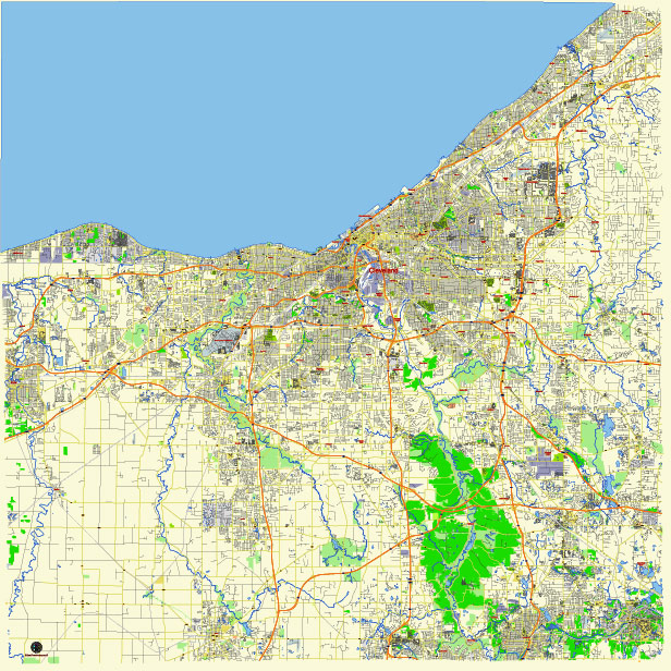 Cleveland Ohio US editable vector map svg free