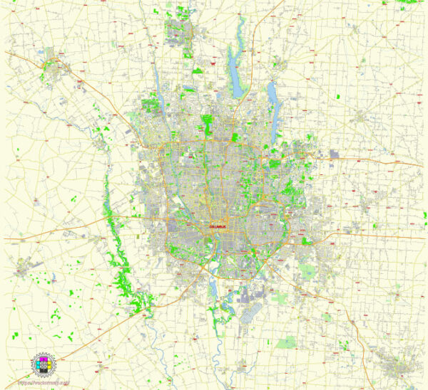 Columbus Ohio US editable vector map svg free