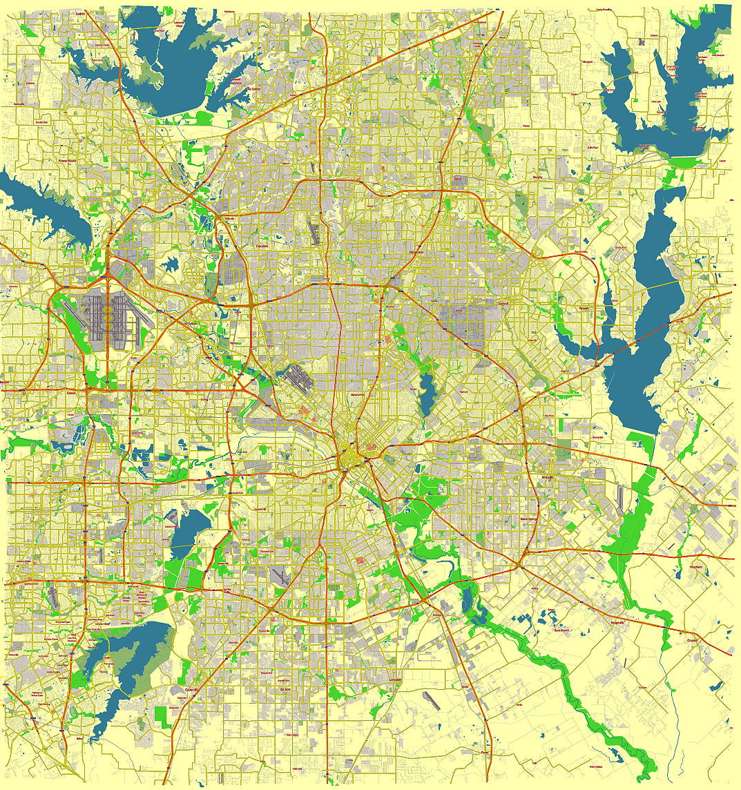 Dallas Texas US editable vector map svg free
