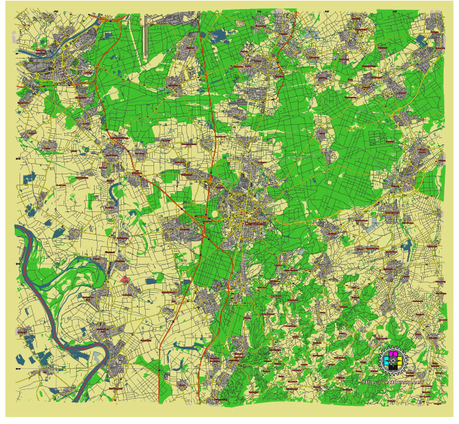 Darmstadt Germany editable vector map svg free