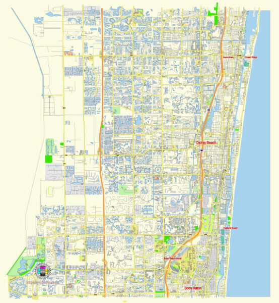 Delray Beach Florida US editable vector map svg free – Maps in Vector ...