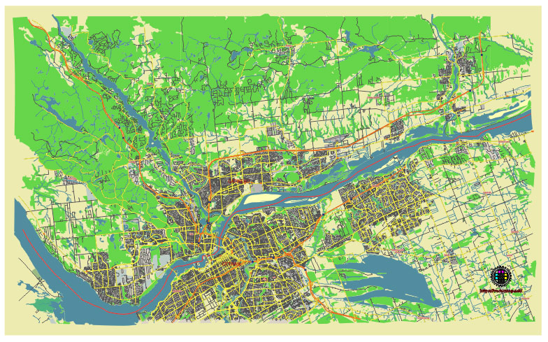 Gatineau Quebec Canada editable vector map svg free