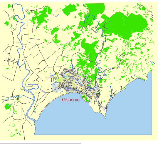 Gisborne New Zealand editable vector map svg free