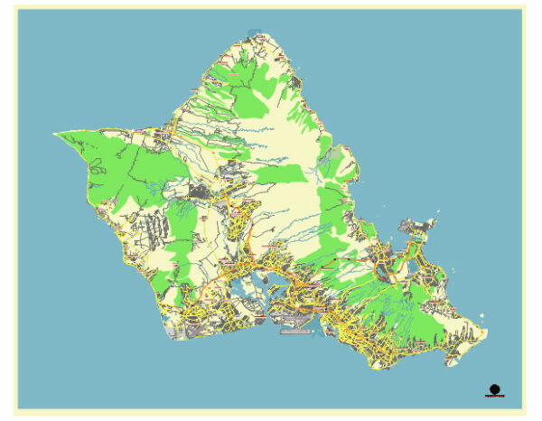 Honolulu Hawaii US editable vector map svg free