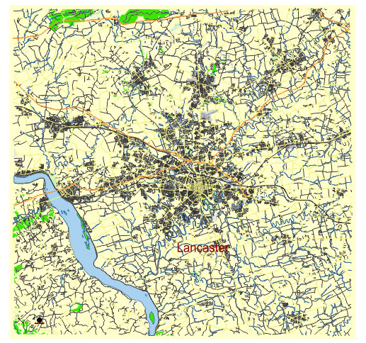 Lancaster Pennsylvania US editable vector map svg free