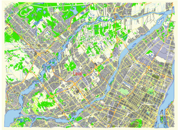 Laval Canada editable vector map svg free