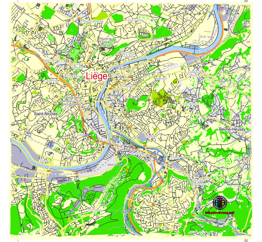 Liege Belgium editable vector map svg free