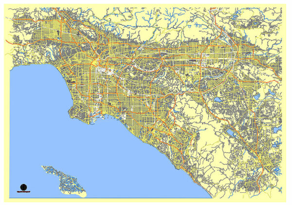Los Angeles California US editable vector map svg free