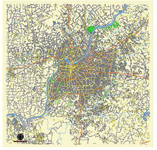 Louisville Kentucky US editable vector map svg free