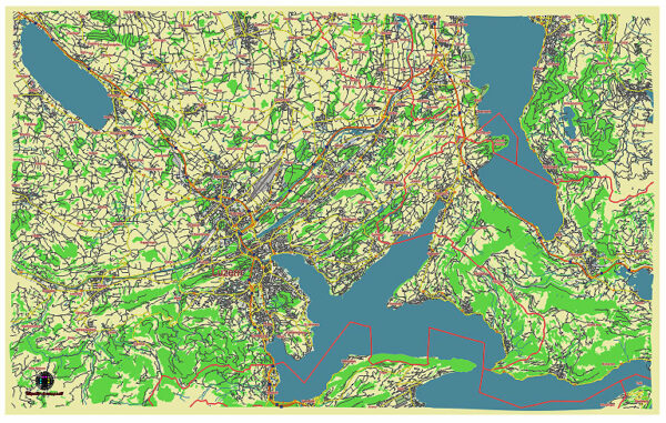 Luzern Switzerland editable vector map svg free