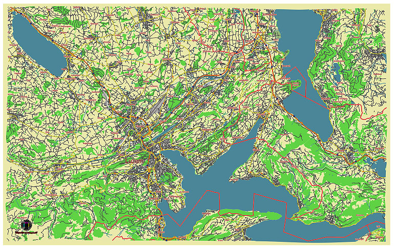 Luzern Switzerland editable vector map svg free : r/CityMapDesign