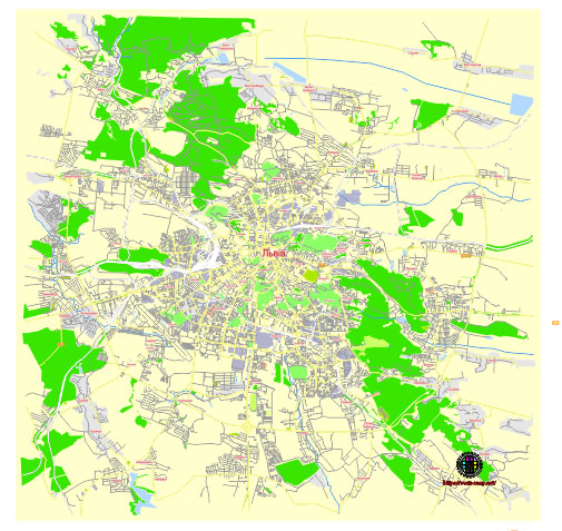 Lviv Ukraine editable vector map svg free