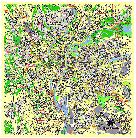 Lyon France editable vector map svg free