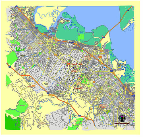 Menlo Park California US editable vector map svg free