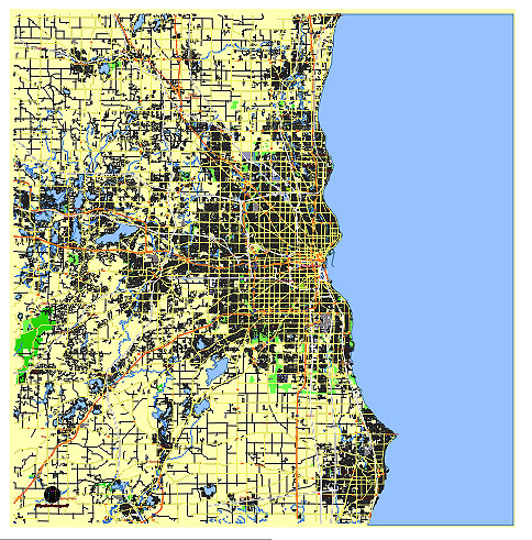 Milwaukee Wisconsin US editable vector map svg free