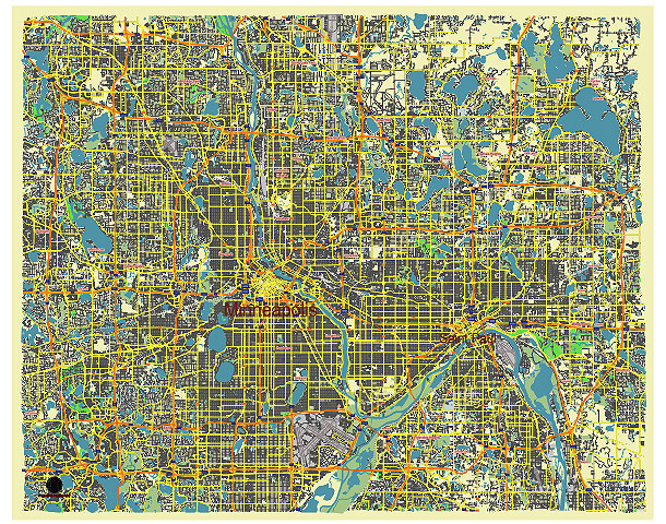 Minneapolis and Sent Paul Minnesota US editable vector map svg free
