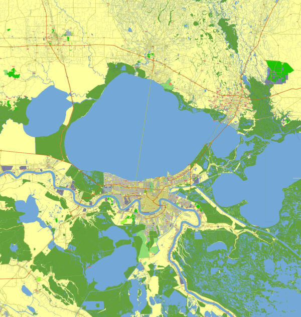 New Orleans Louisiana US vector map svg free