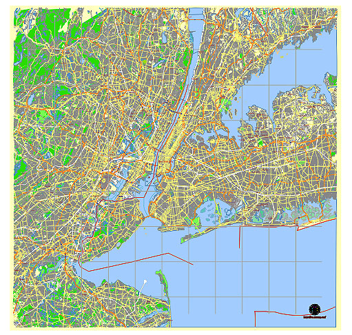 New York City Greater NY US vector map svg free