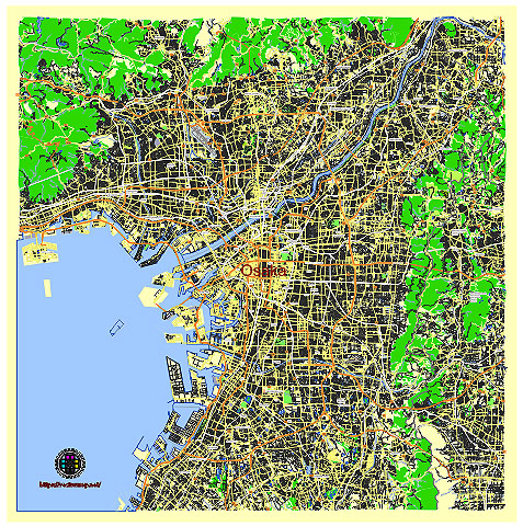 Osaka Japan vector map svg free