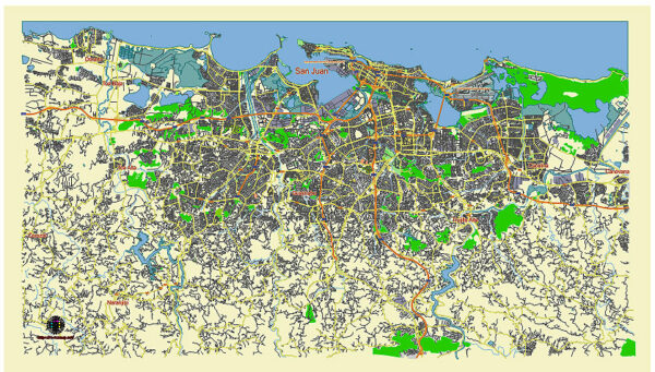 San Juan Puerto Rico editable vector map svg free