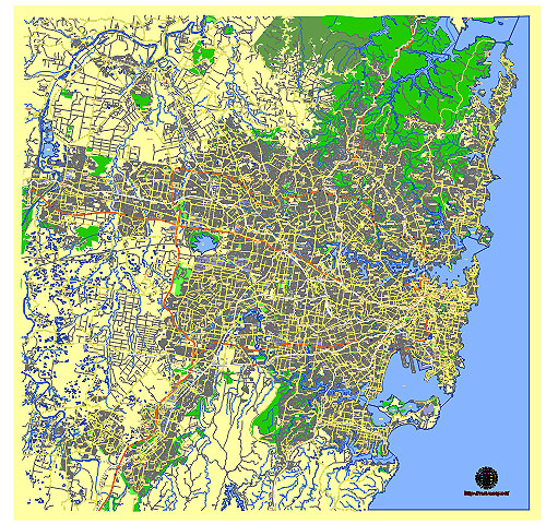 Sydney Australia editable vector map svg free