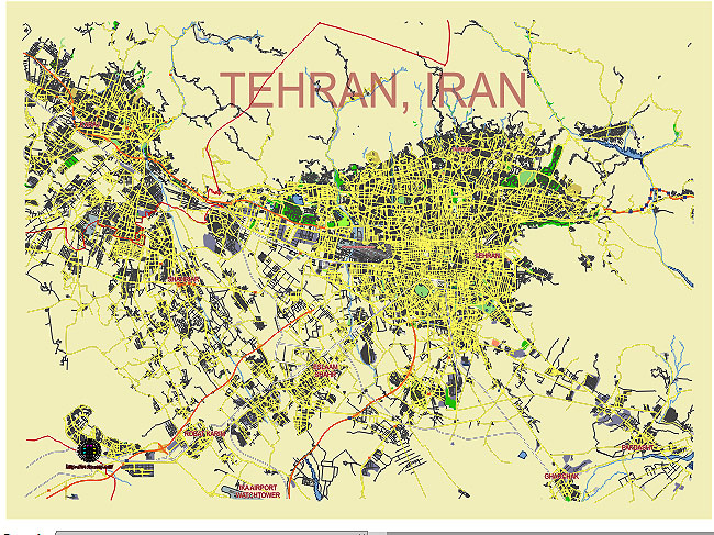 Tehran Iran editable vector map svg free